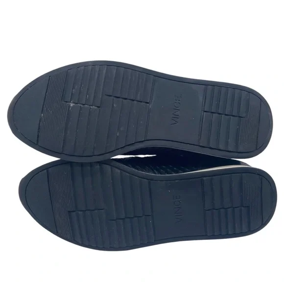 Vince Womens Shoes Rayner Sneakers 7.5 Black Leather Low Top Textured Designer - Picture 9 of 10